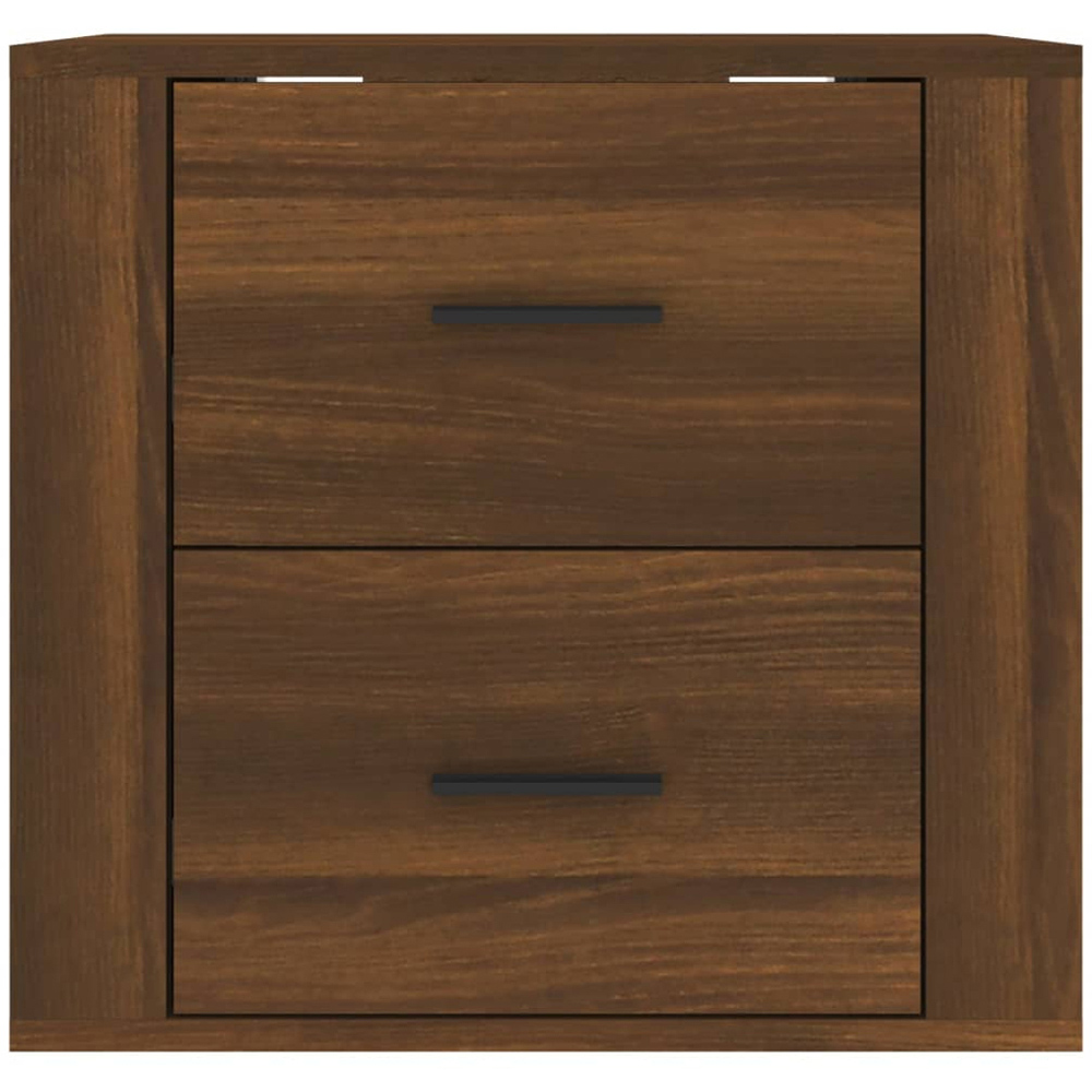 vidaXL 2 Drawer Brown Oak Wall Mounted Bedside Cabinet Image 4