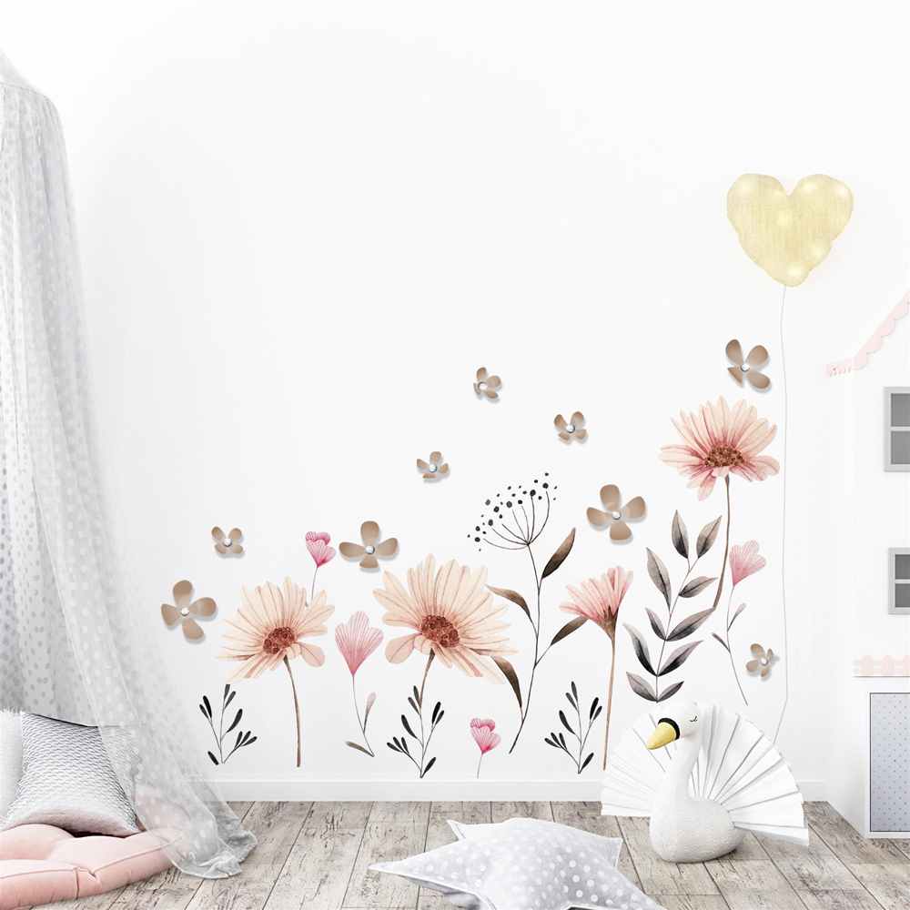 Walplus Flower Theme 3D Crystal Flowers Brown Self Adhesive Wall Stickers Image 2