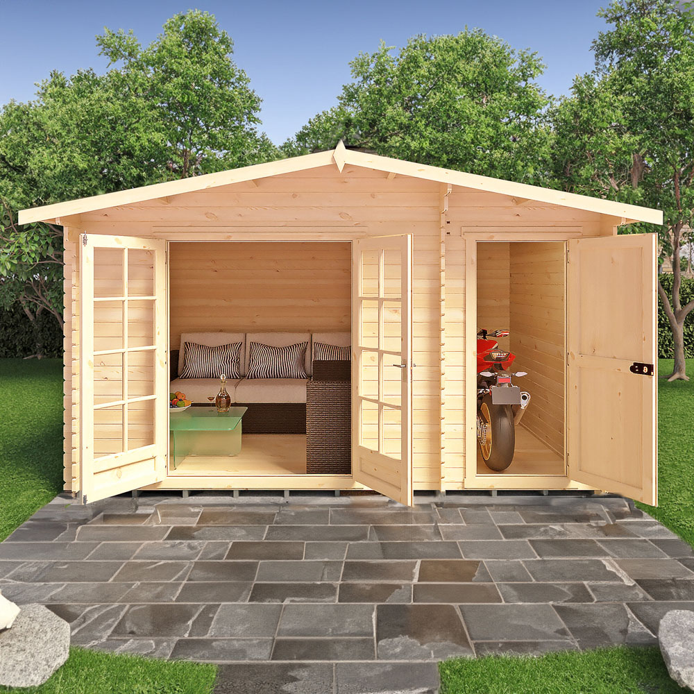 Shire Bourne 14 x 10ft Dual-Purpose Apex Garden Log Cabin with Integral Storage Image 5