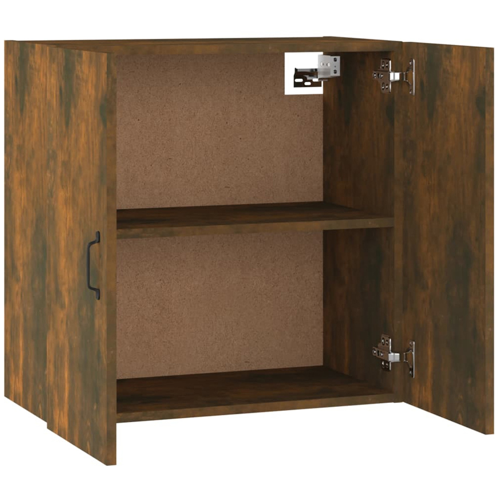 vidaXL 2 Door Smoked Oak Wall Cabinet with Black Handle Image 5