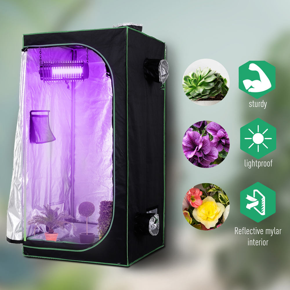 Outsunny Black and Green Oxford Fabric 2.6 x 2.6ft Hydroponic Grow Tent Kit Image 6