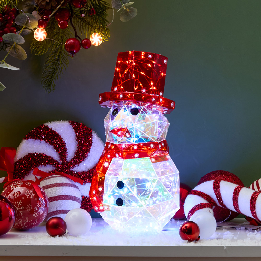 The Christmas Workshop 100 Cool White LED Iridescent Snowman Light 25cm Image 2