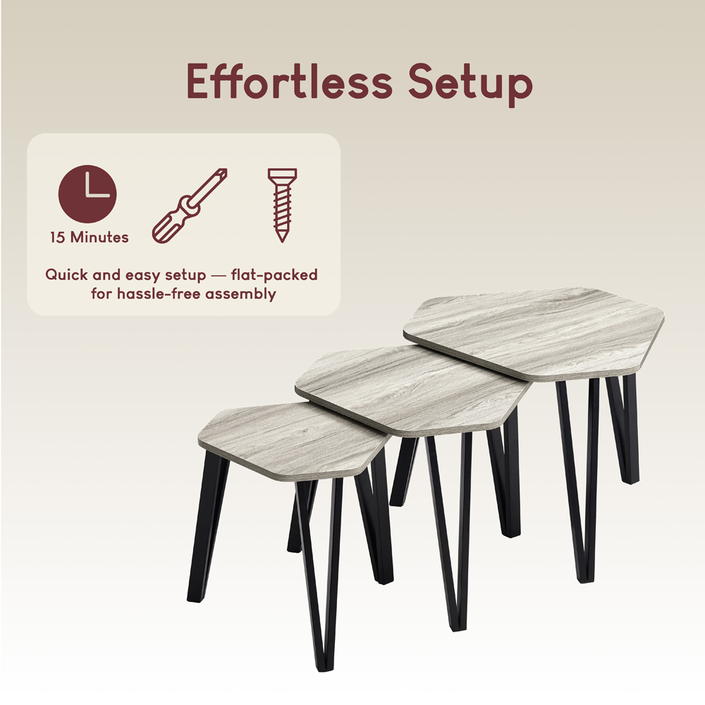 VIDA DESIGNS Brooklyn Grey Nest of Tables Set of 3 Image 6