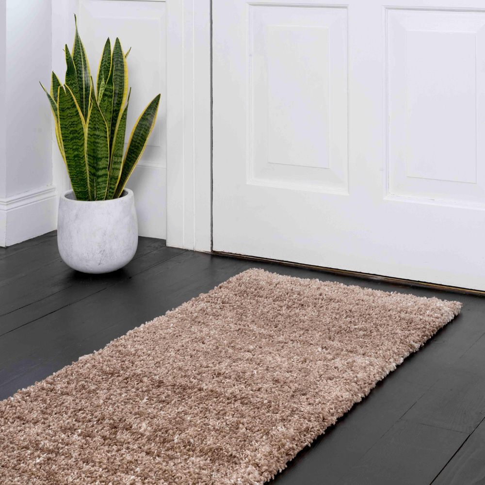 Kukoon Alder Stripe Beige Shaggy Rug 60 x 240cm Image 2