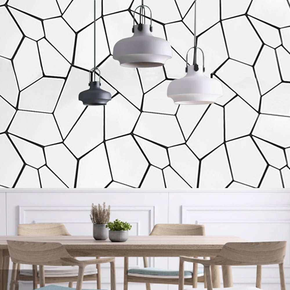 Living and Home Abstract Geometric Black and White Wallpaper Image 8