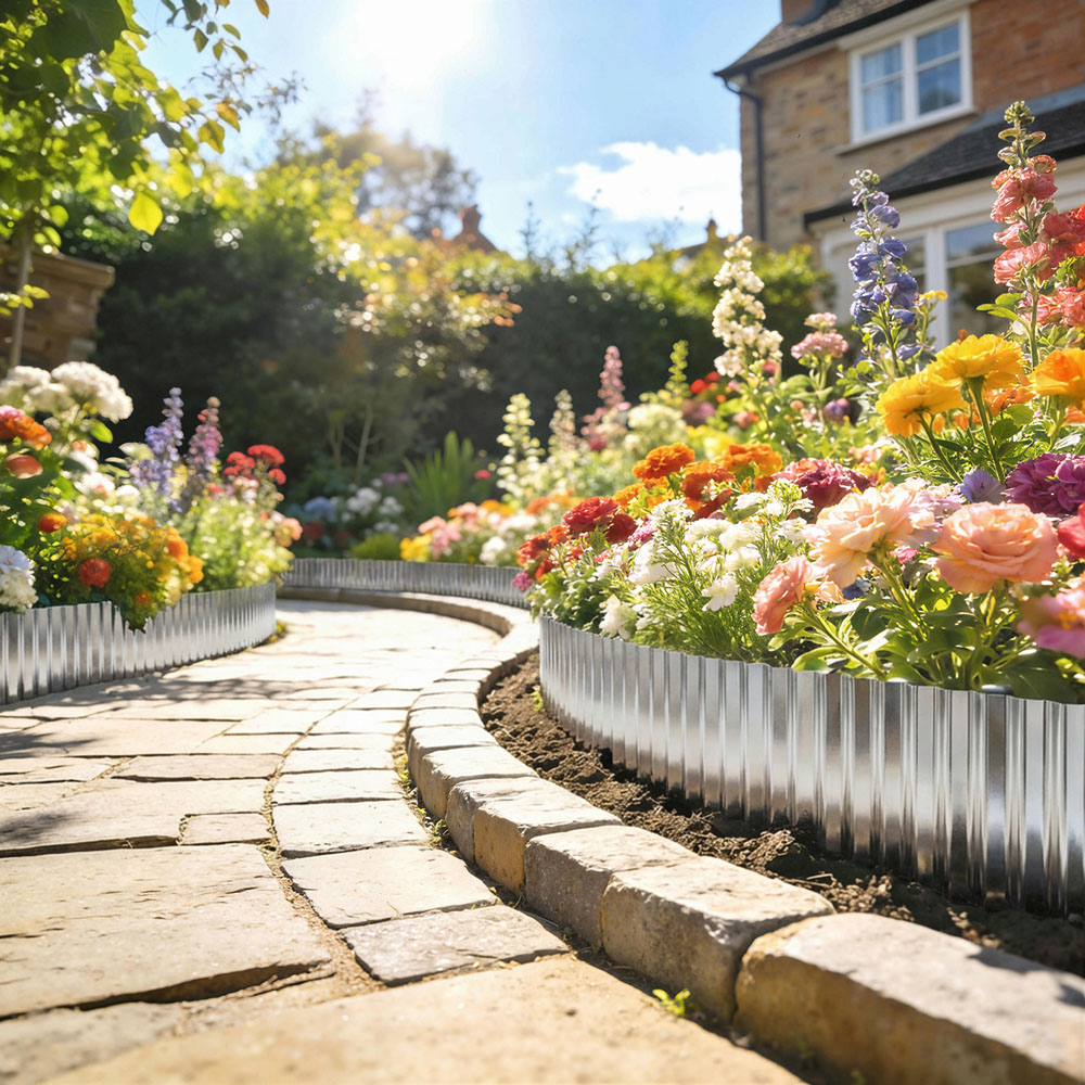 Outsunny Silver Metal Garden Edging 8 inch x 21.3ft Image 2