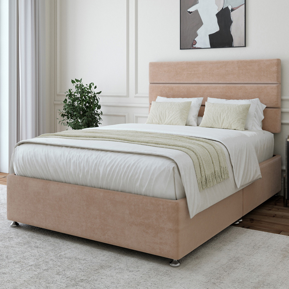 Bedmaster Super King Size Mink Naples Velvet Divan Base with Milan Headboard Image 1