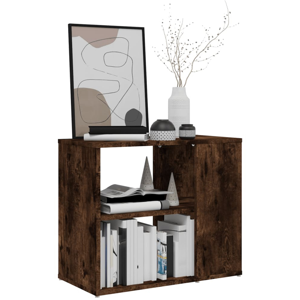 vidaXL 2 Shelf Smoked Oak Side Cabinet Image 5