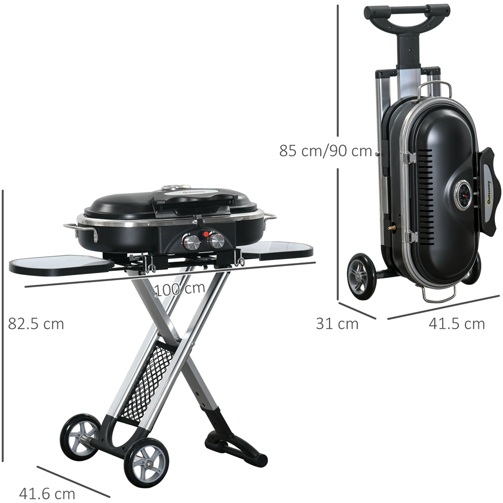 Outsunny Black 2 Burner Foldable Gas BBQ Grill with Regulator and Hose Image 8
