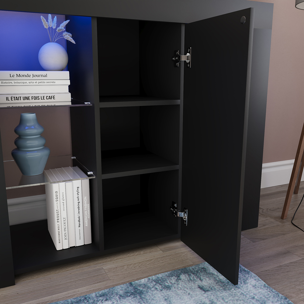 Vida Designs Azura Single Door Black LED Large Sideboard Image 5