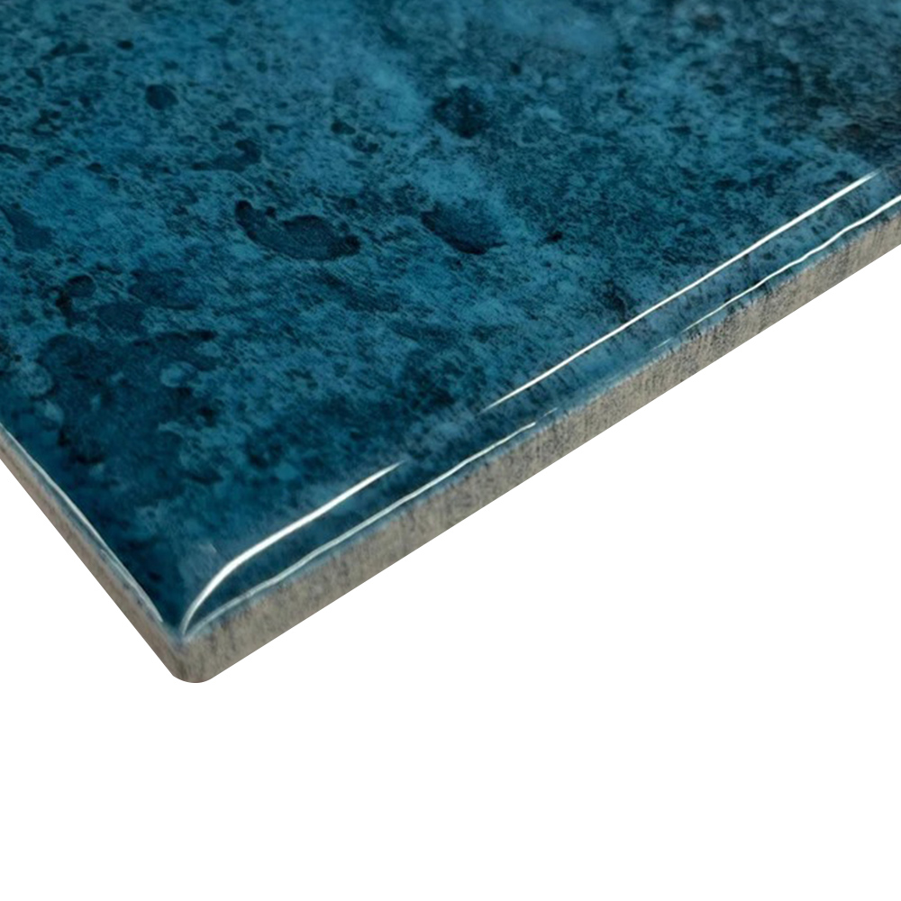 Top Ceramics Metro Blue Gloss Flat Bumpy Ceramic Wall Tile 100 x 300mm 0.84sqm Image 3