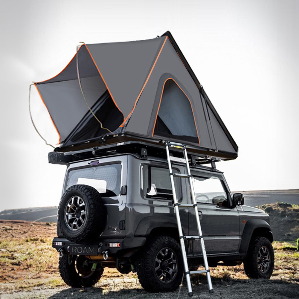 Living and Home Grey Hard Shell Car Roof Tent with Retractable Ladder 210 x 130cm Image 3