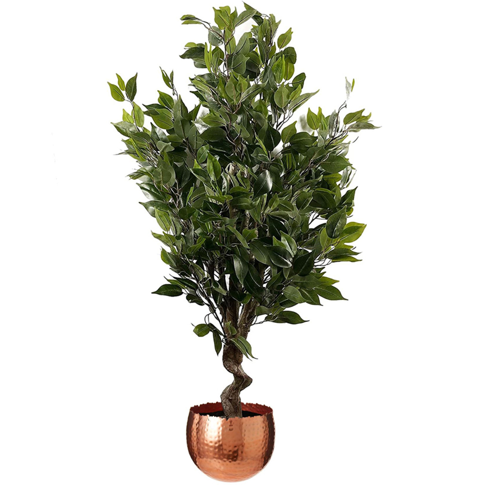 Leaf Realistic Ficus Artificial Plant in Copper Curve Planter 110cm Image 1