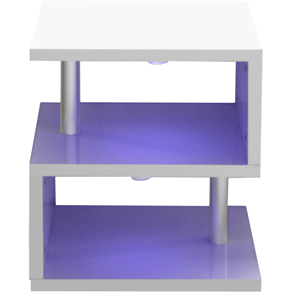 Comfy Living 2 Shelf White High Gloss Abstract LED Side Table Image 3