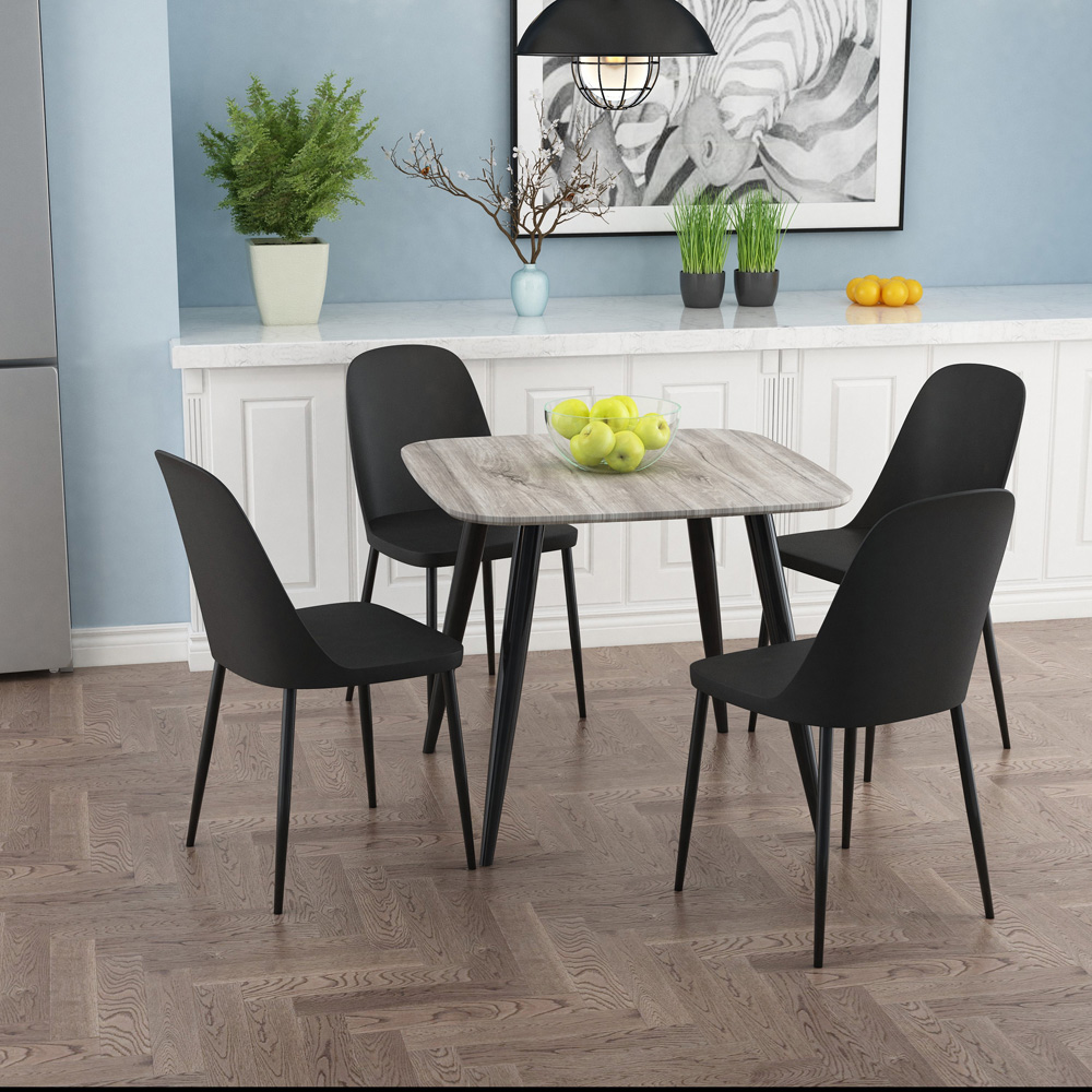 Core Products Aspen 4 Seater Square Dining Set Grey Oak and Black Image 4