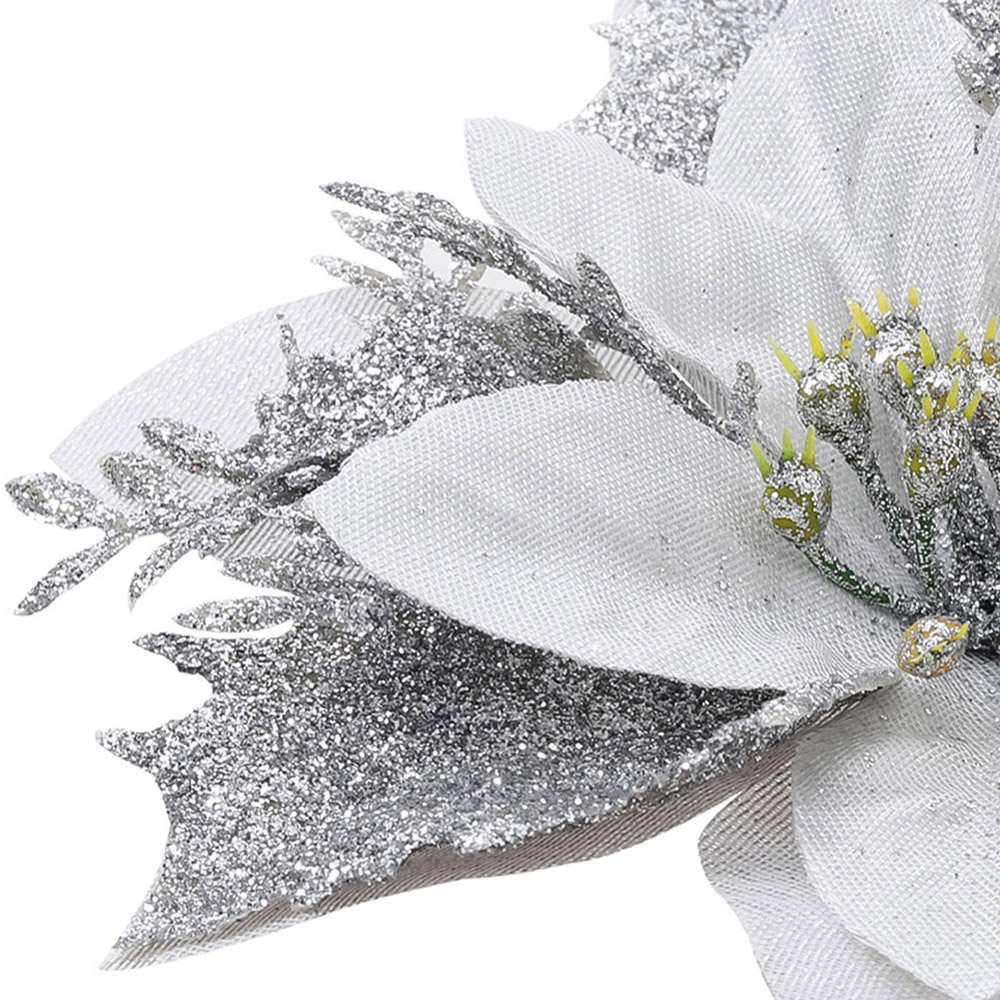 Living and Home Silver Flower Christmas Tree Ornament 24 Pack Image 8