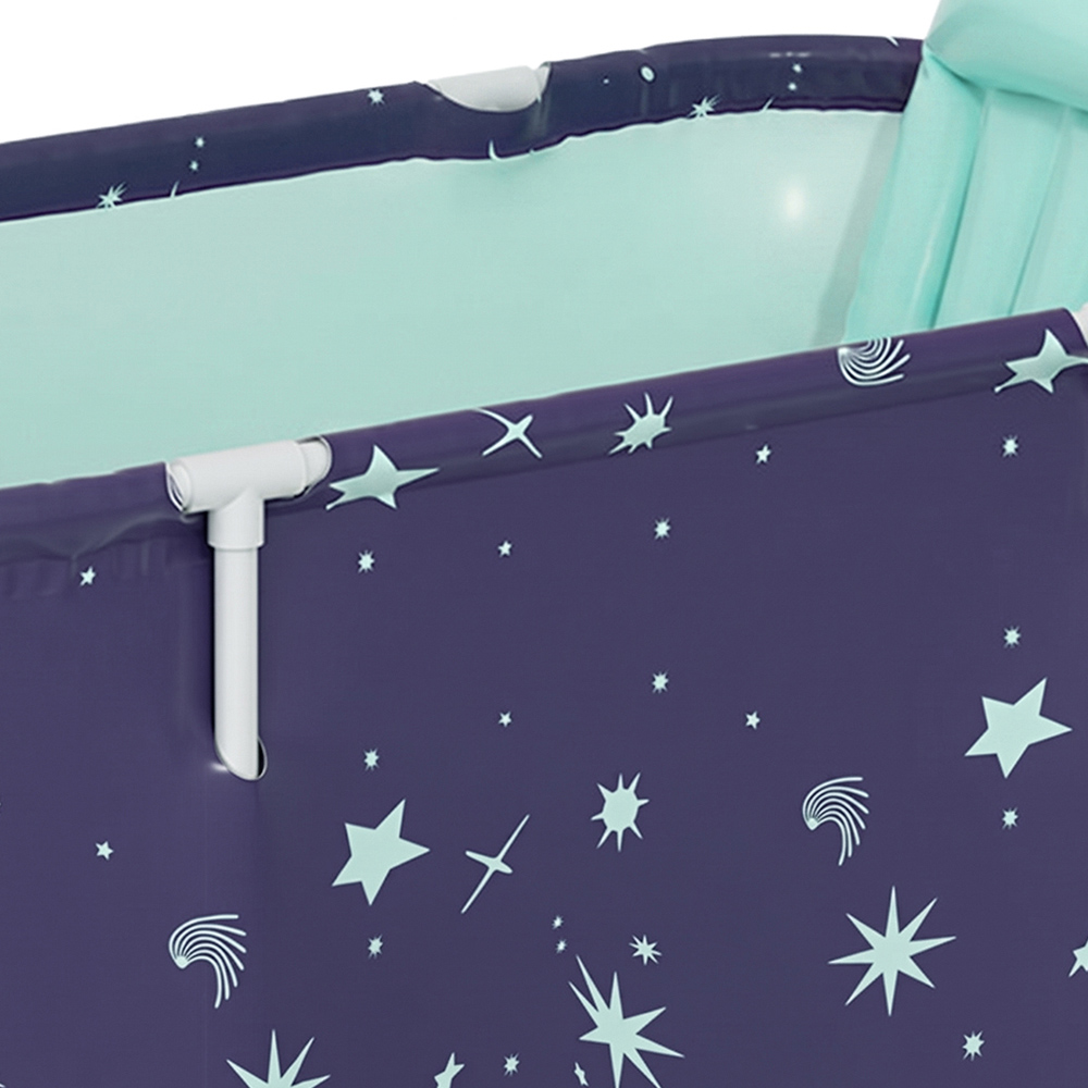 Living and Home Dark Blue Foldable PVC Soaking Bathtub with Inflatable Backrest Image 6