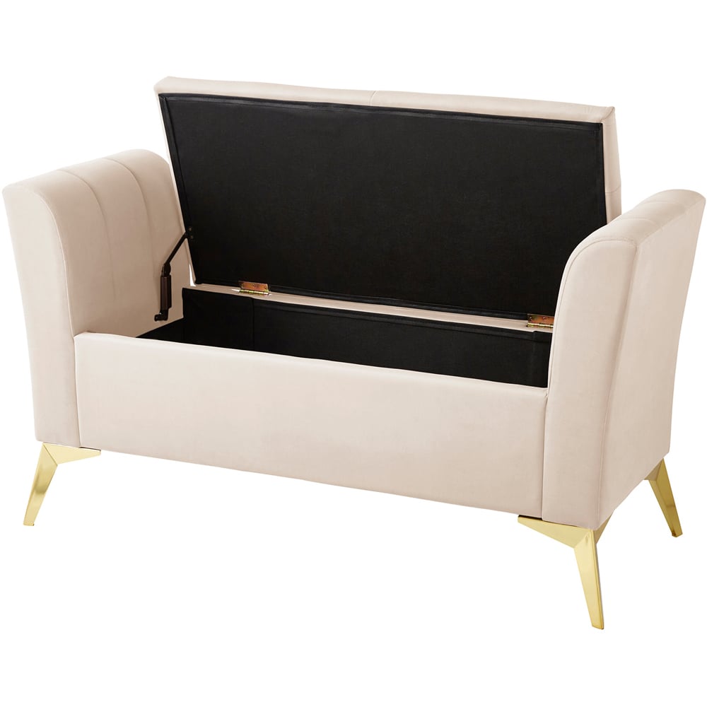 GFW Pettine Natural Plush Velvet Ottoman Storage Bench Image 4