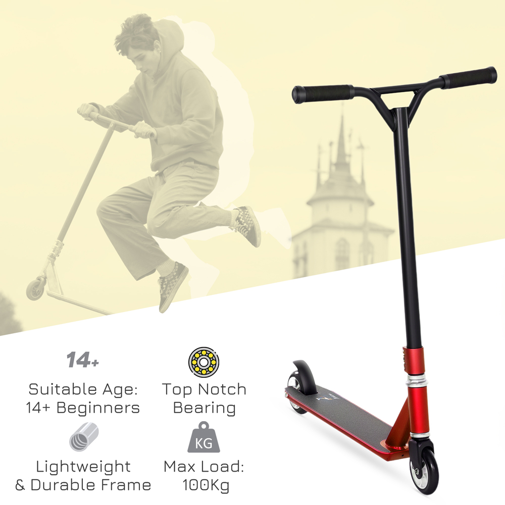 HOMCOM Red Lightweight Entry Level Complete Trick Kick Stunt Scooter Image 6