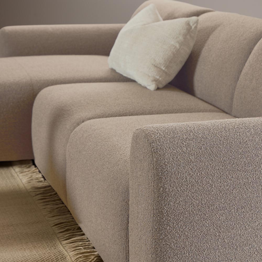 Florence Midfield 2 Seater Boucle Beige Fabric Left Hand Facing Chaise Longue Image 6