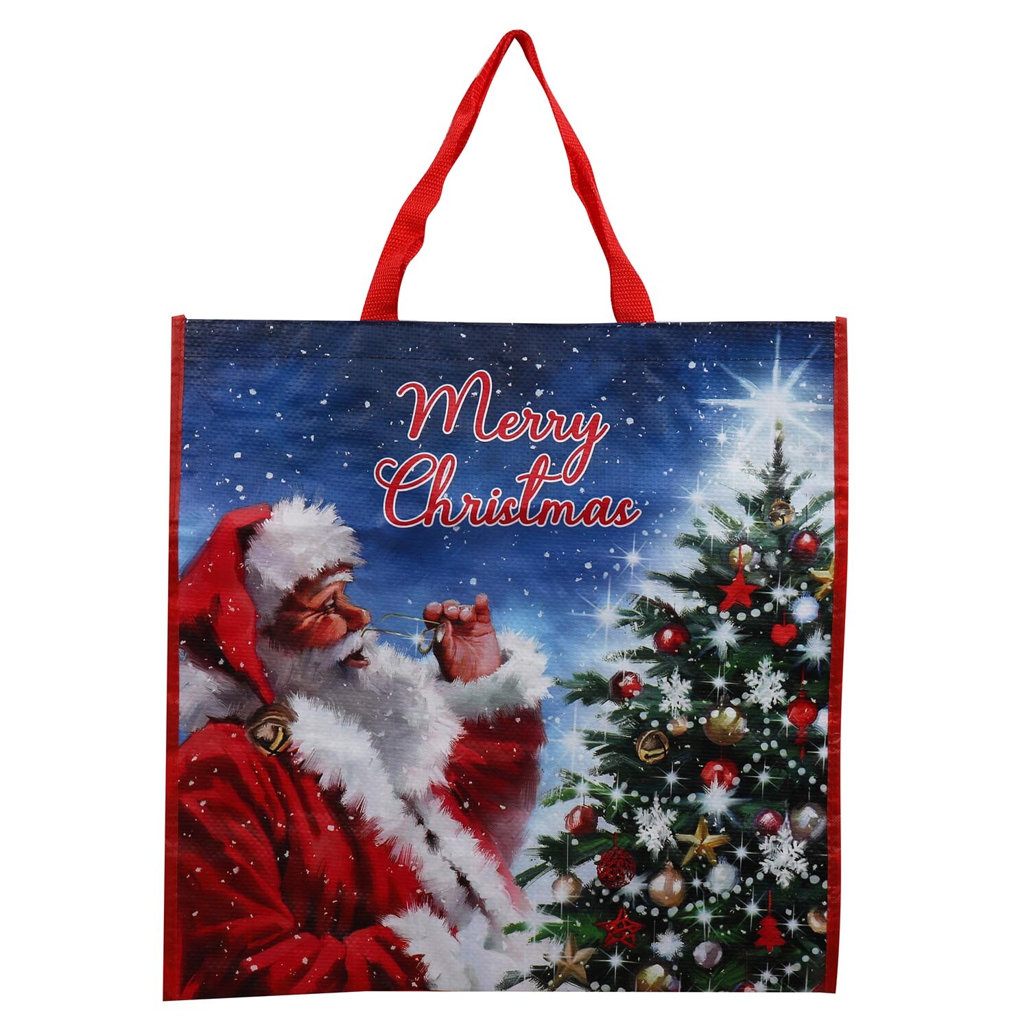 Navy Woven Square Christmas Bag Image
