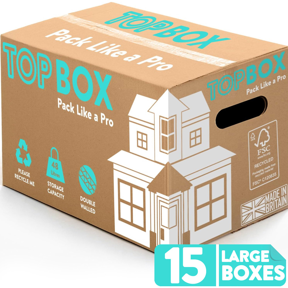 Topbox 48L Large Double Walled Moving and Storage Boxes 15 Pack Image 4