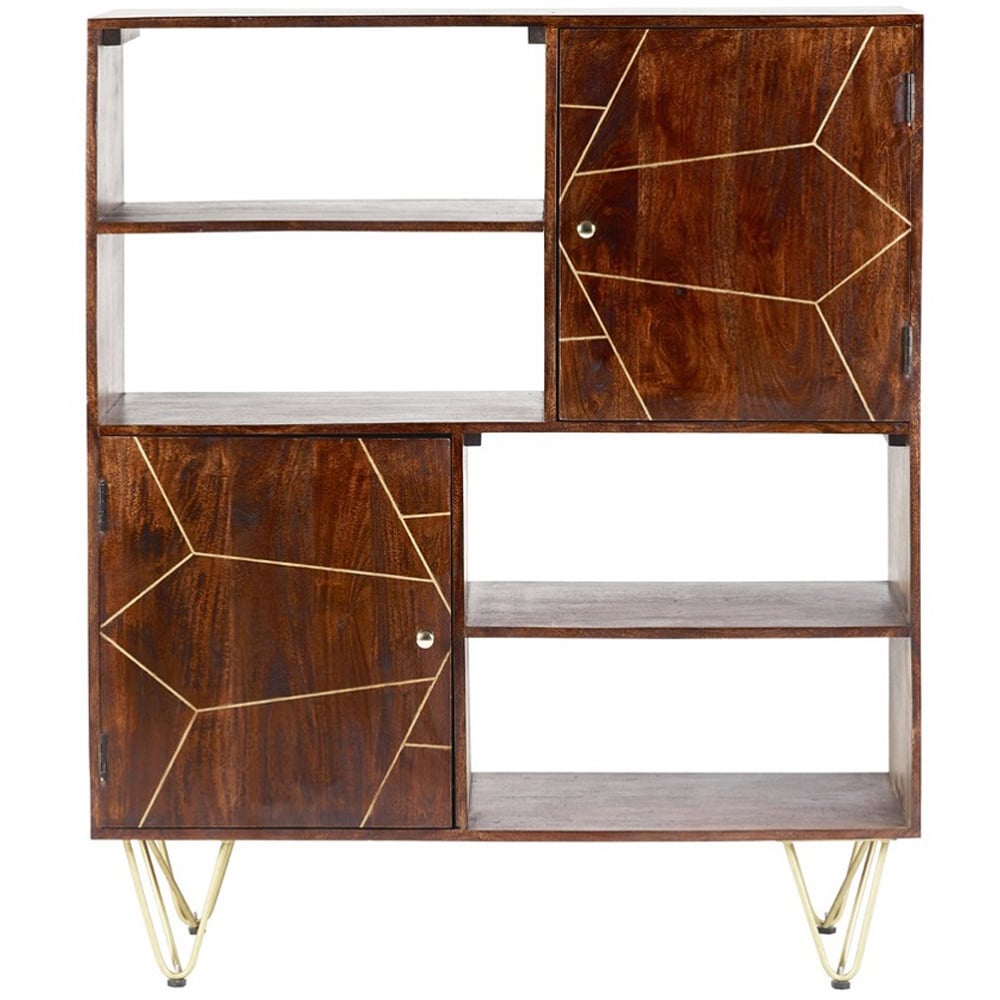 Brooklyn Ozella 2 Door 4 Shelf Dark Gold Display Cabinet Image 3