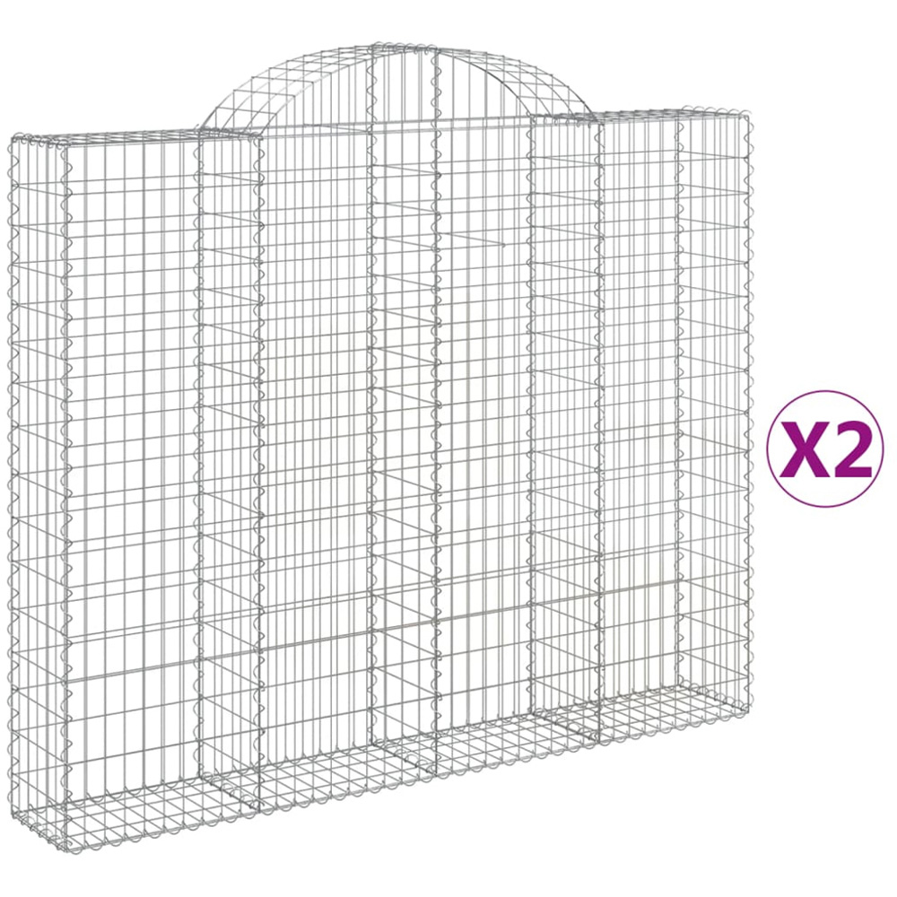 vidaXL Silver Galvanised Iron Arched Gabion Basket 160/180 x 30 x 200cm 2 Pack Image 4
