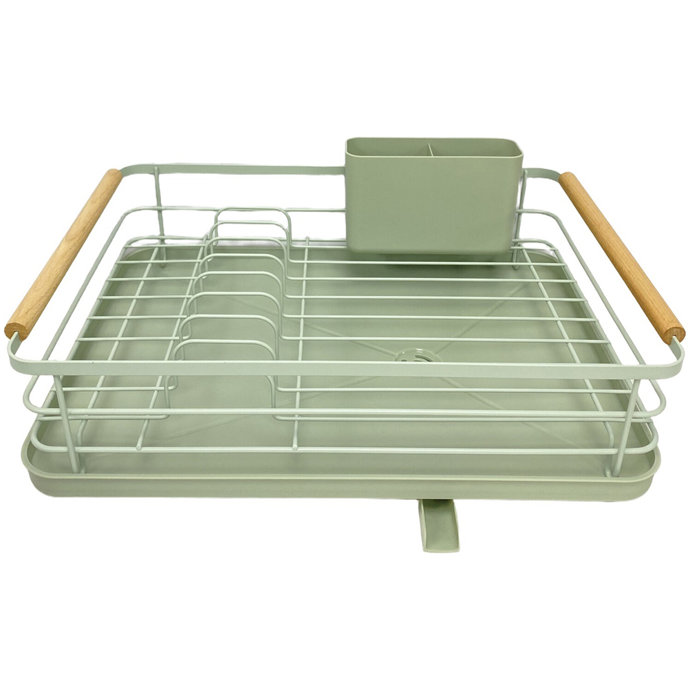 Kitchen Master Dish Drainer with Wooden Handles Sage Image 3