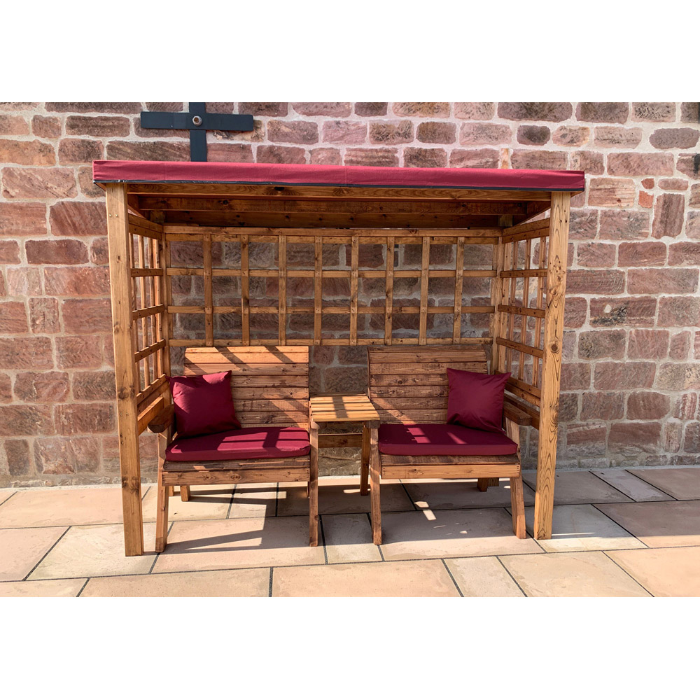 Charles Taylor Henley 2 Seater Arbour with Burgundy Roof Cover Image 8
