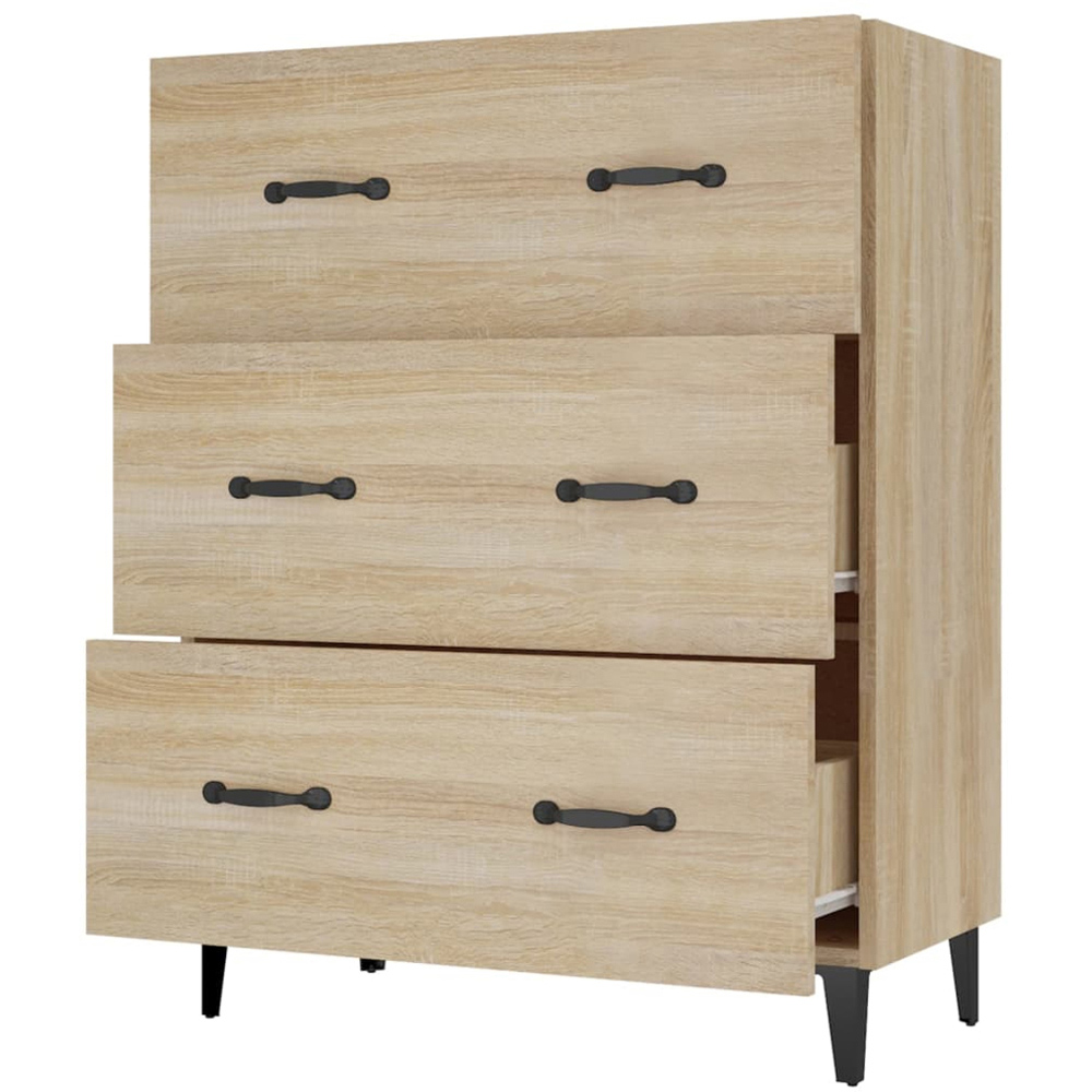 vidaXL 3 Drawer Sonoma Oak Sideboard Image 4