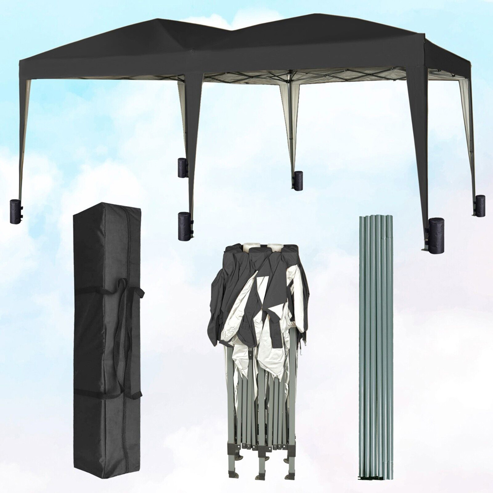 Black 3 x 6m Pop Up Gazebo with Weight Bags Image 2