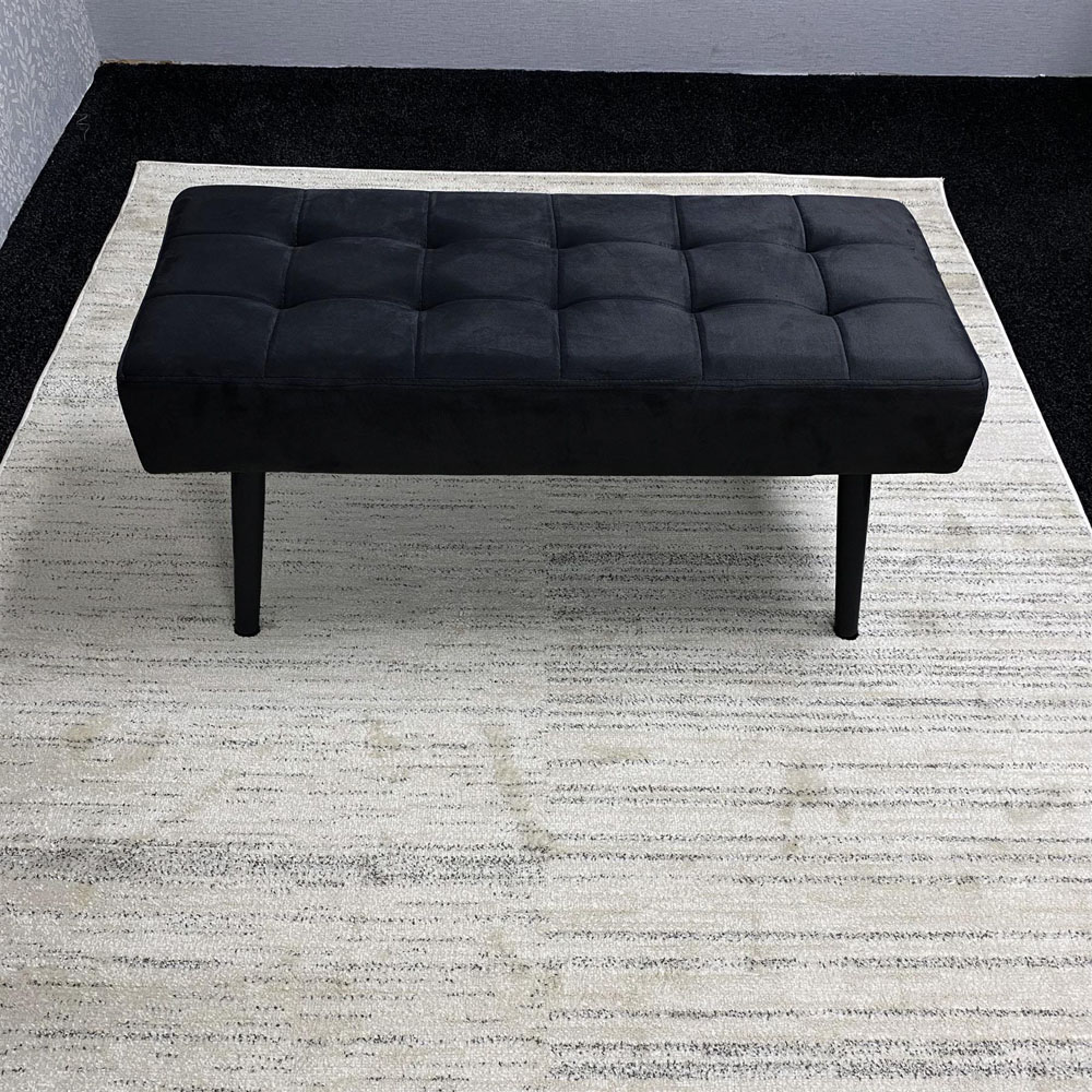 Kosy Koala 4 Seater Wood and Velvet Dining Bench Set Black and Grey Image 3