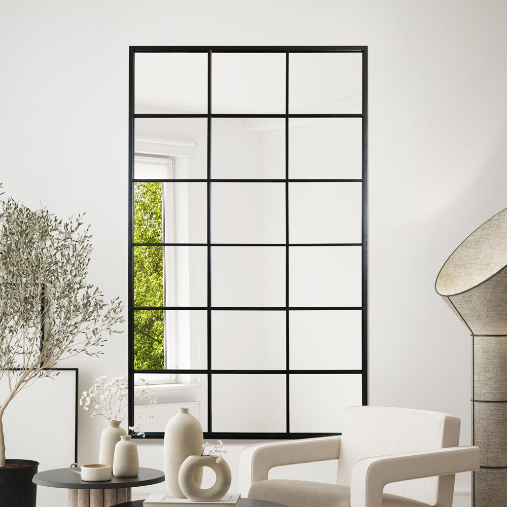 The Fenestra Black Window Leaner Wall Mirror 200 x 120cm Image 2