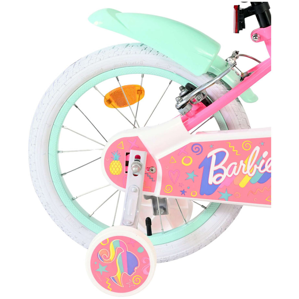 Volare Barbie Kids 16 inch Multicolour Bike with Stabilisers and Basket Image 7