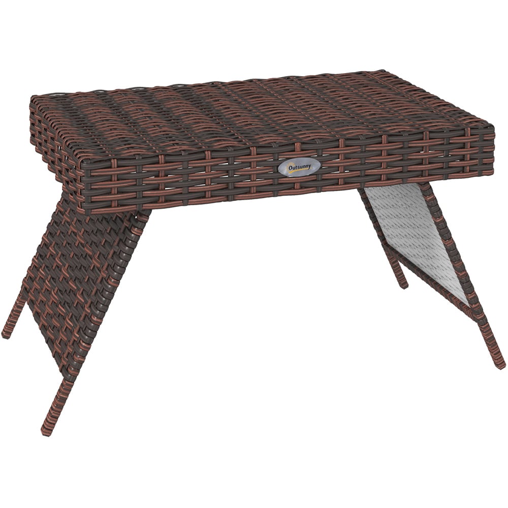 Outsunny Brown Rattan Steel Frame Foldable Outdoor Coffee Table Image 2