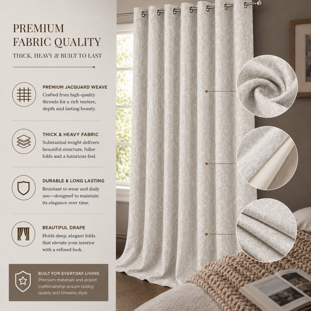 MHG Living Jacquard Thermal Eyelet Curtains 117 x 182cm Image 3