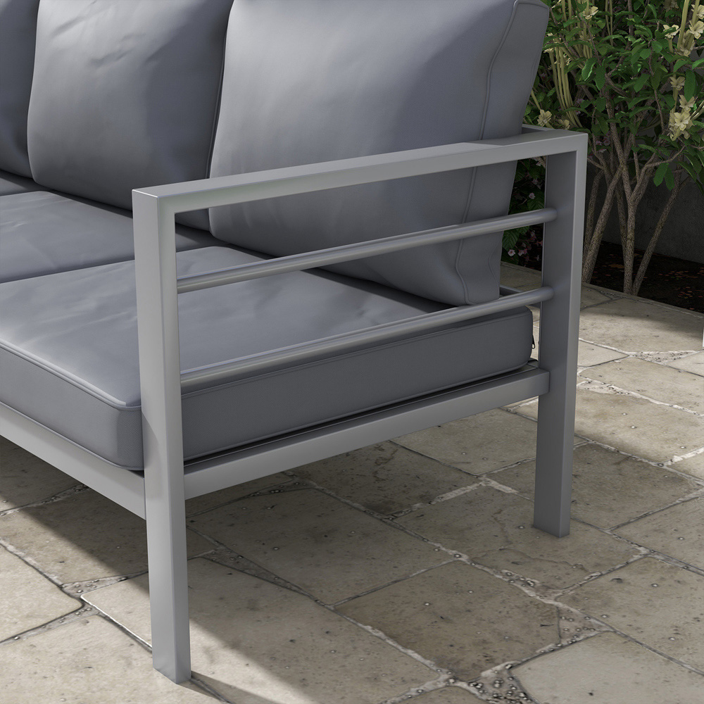 Outsunny 3 Seater Grey Aluminium Garden Bench with Cushions Image 3