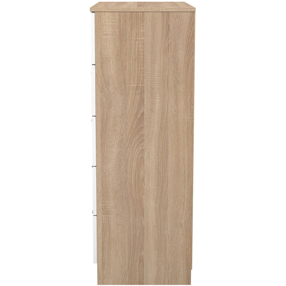 Crowndale Contrast 5 Drawer White Matt and Bardolino Oak Chest of Drawers Ready Assembled Image 3