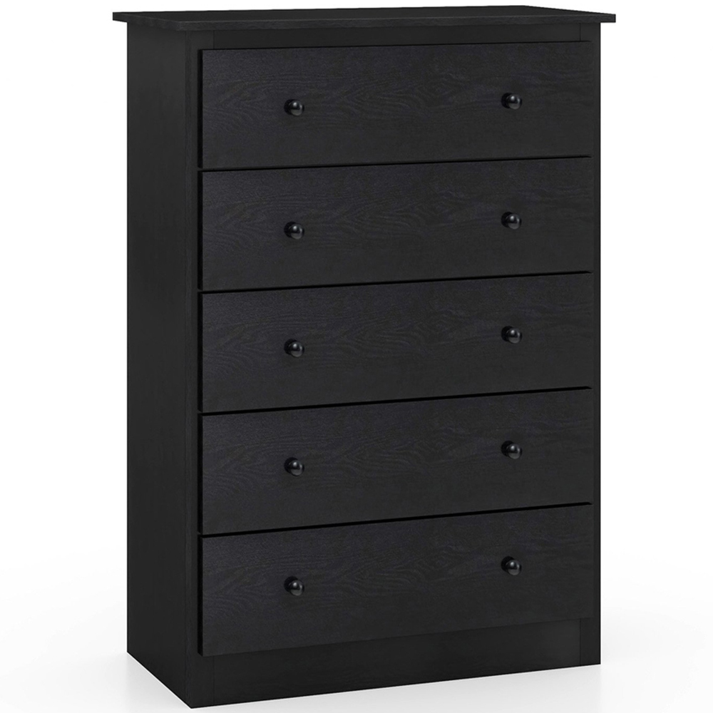 Costway 5 Drawer Black Wooden Chest of Drawer Image 3