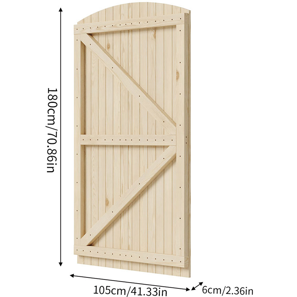 Living and Home Wooden Arch Top Garden Gate with Latch 3.4 x 5.9ft Image 8