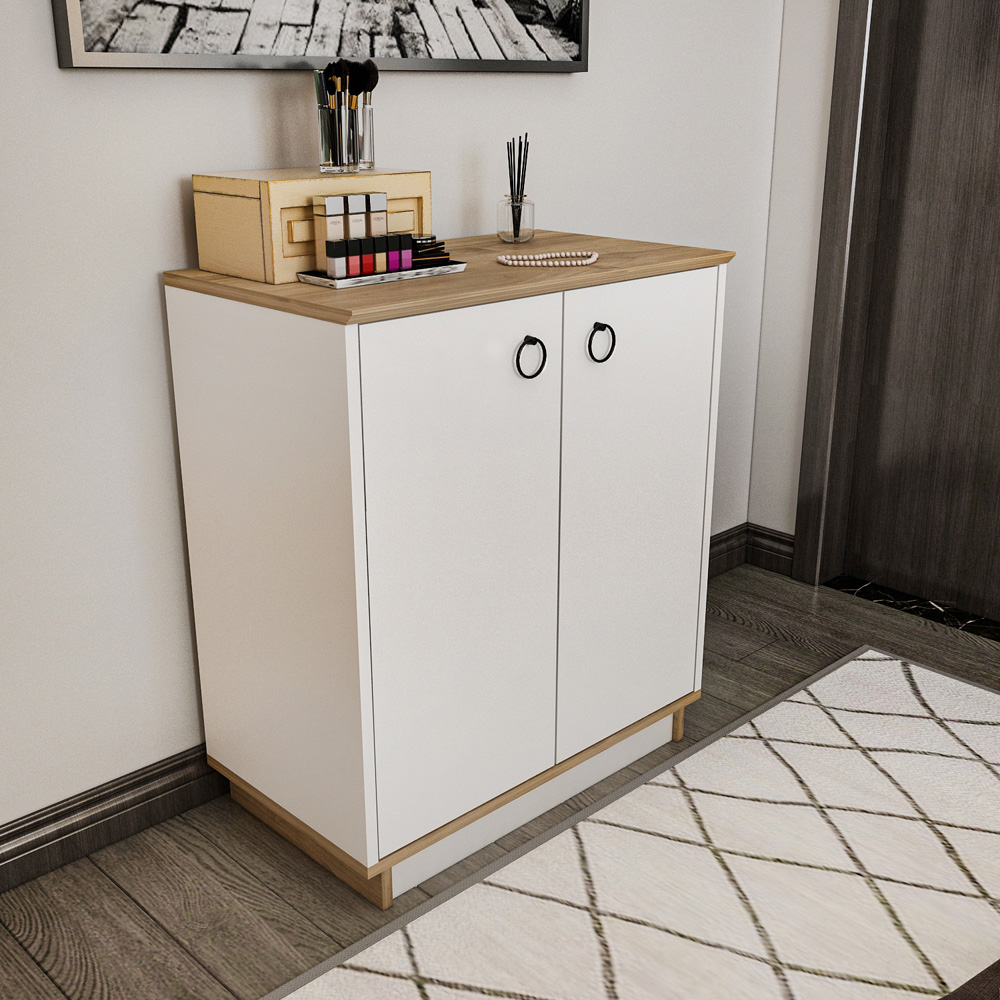 Decorotika Nuans 2 Door White and Walnut Multipurpose Cabinet Image 6