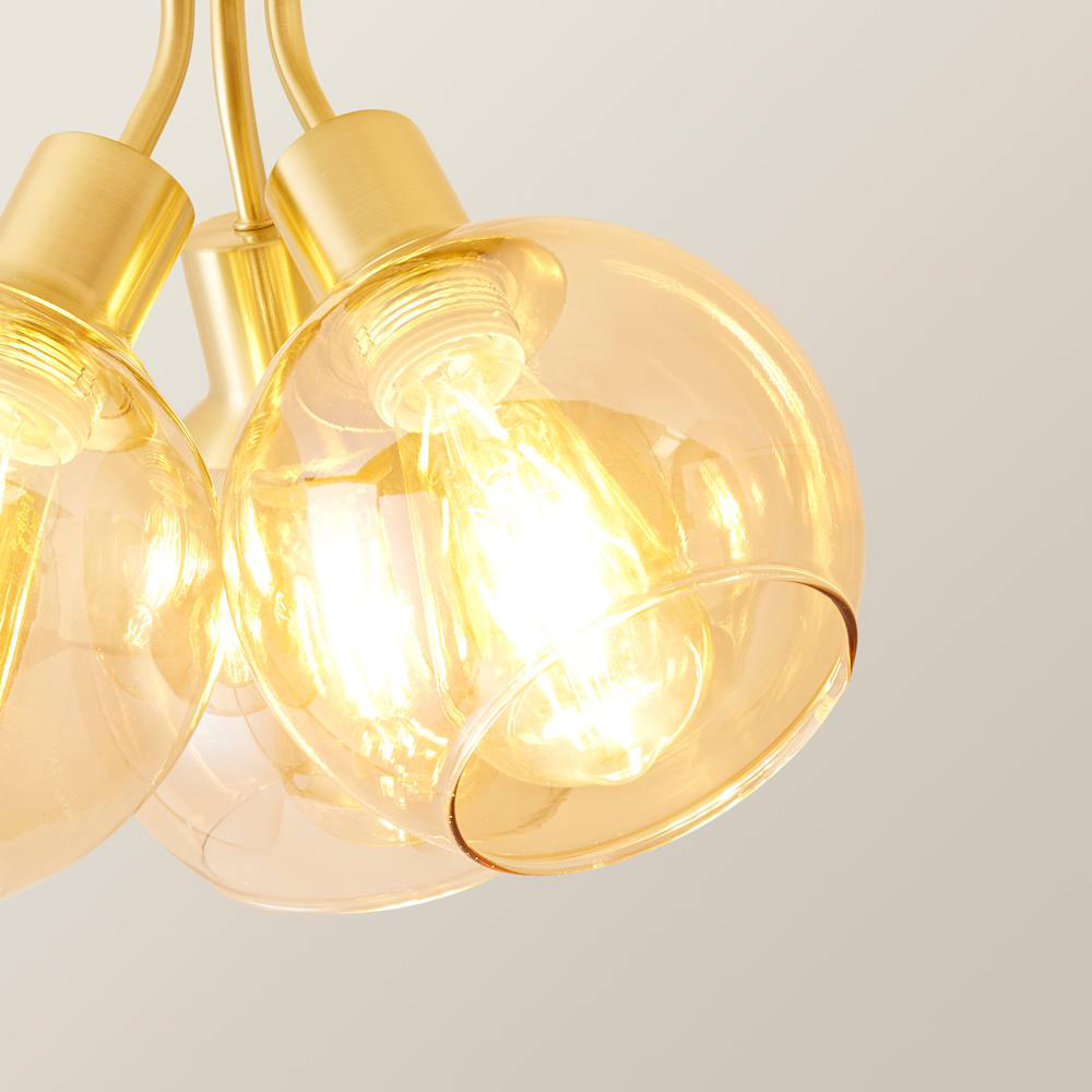 ValueLights Bellamy Brushed Gold Bubble Cluster Flush Ceiling Light and Bulbs Image 4