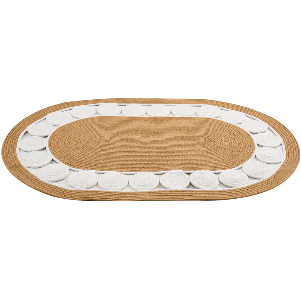 Living and Home Brown and White Braided Oval Rug 120 x 80cm Image 3