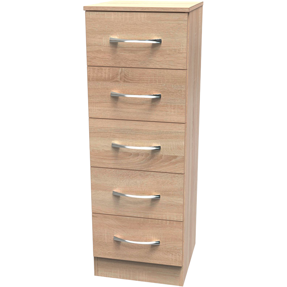 Crowndale Avin 5 Drawer Bardolino Oak Bedside Cabinet Image 2