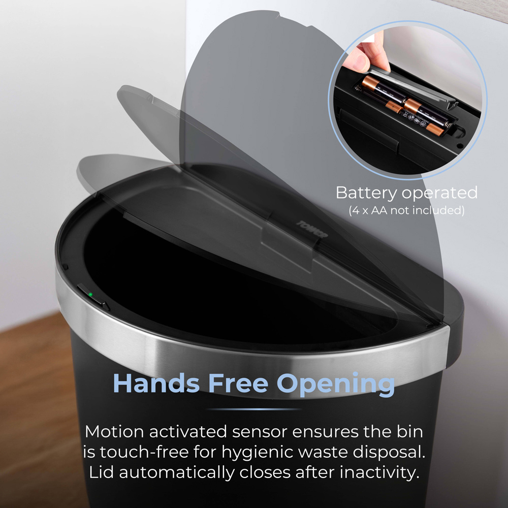 Tower Black Curved ABS Sensor Bin 50L Image 4