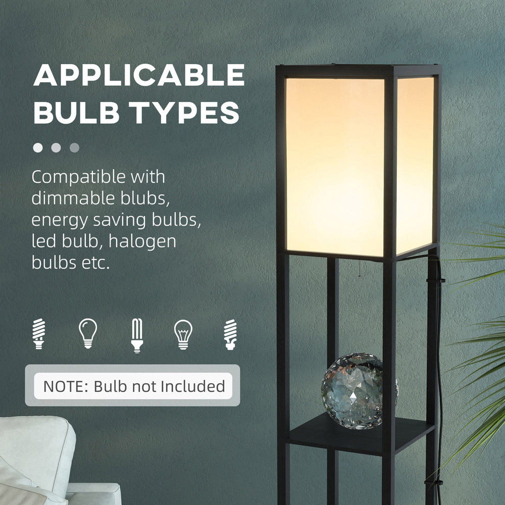 Portland 2 Shelf Black Floor Lamp with Dual Ambient Light Image 6
