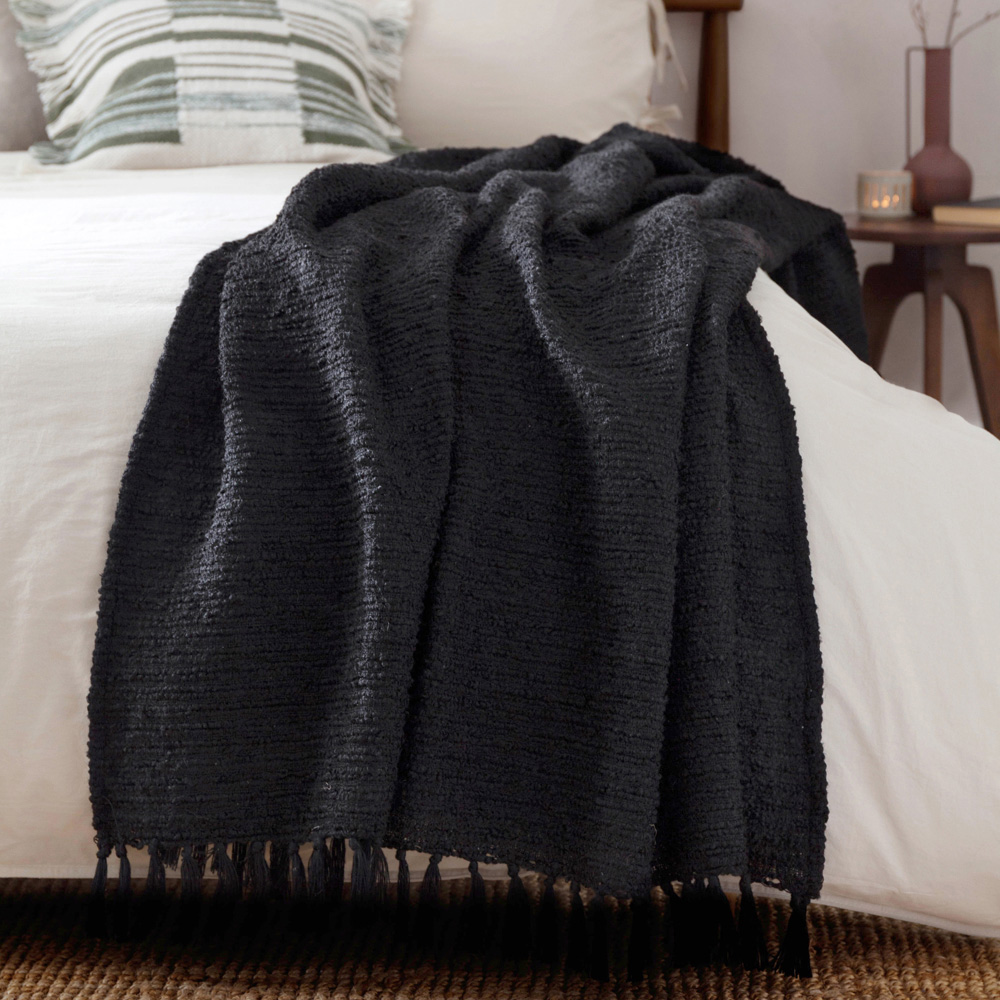 Yard Candar Black Textured Boucle Throw Image 5