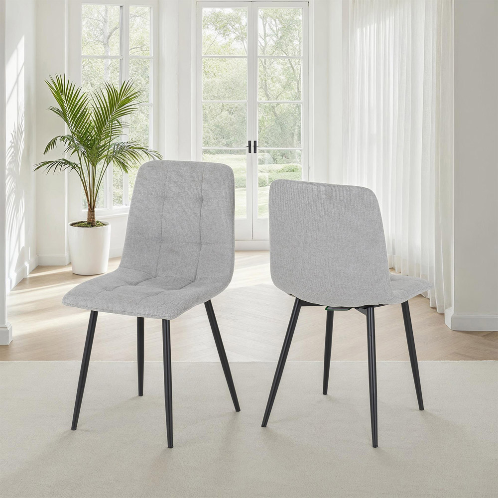Seconique Fenton Set of 2 Light Grey Fabric Dining Chair Image 8