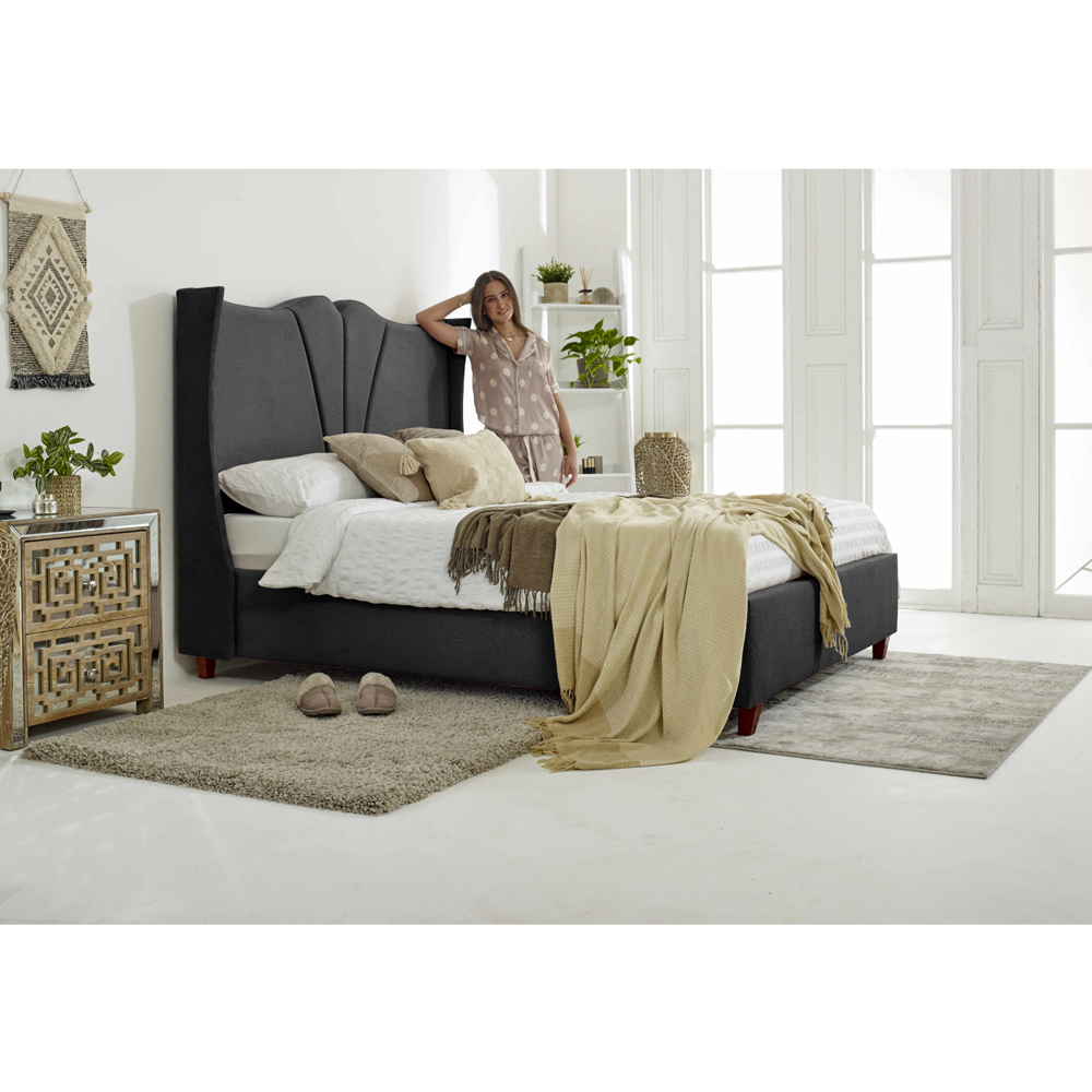 Eleganza Florentine King Size Steel Arlington Fabric Bed Frame with Winged Headboard Image 3